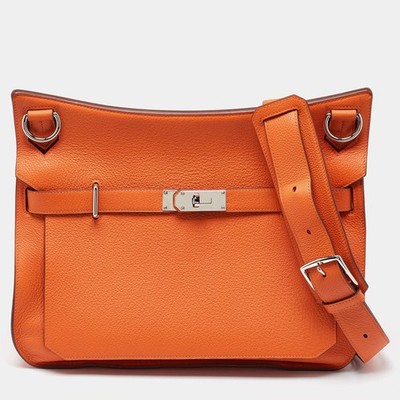 Hermes Orange Togo Leather Palladium Finish Jypsiere 37 Bag | eBay