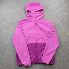 Columbia Jacket Womens Medium Pink Colorblock Hooded Pullover Windbreaker Anorak