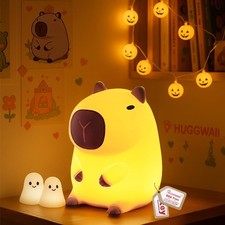 Huggwaii Squishy Capybara Night Light for Kids - Soft Silicone Tap-Control K...