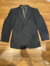 Vintage Barrington Mens L Gray Black Tweed He...