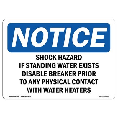 OSHA Notice Sign - Shock Hazard If Standing Water Exists Disable | Rigid Plas...