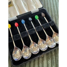Viners of Sheffield EPNS Silver Spoons Set of 6 Coffee Bean Spoon s