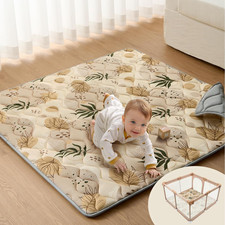 Thick Foam Baby Play Mat 50x50, Non-Slip, Machine Washable, Earth Tones