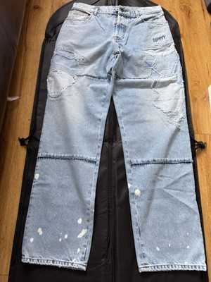 MARCELO BURLON COUNTY OF MILAN DISTRESSED PATCHWORK DENIM JEANS SIZE 33 RRP £612