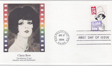 CLARA BOW THE 'IT' GIRL SILENT FILM LEGEND COMIC FLEETWOOD CACHET 1994 FDC UNADD