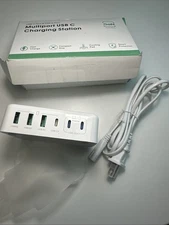 USB C Charger Block, 6 Port GaN Charging Station PD+QC 65W Laptop Fast C