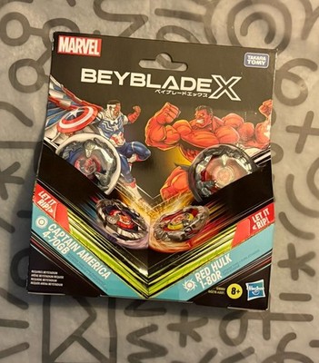 Hasbro Beyblade X Red Hulk 1-80R Rush Bit and Captain America 4-70GB Gearball