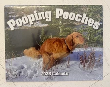 2026 Pooping Pooches Dog Calendar, White Elephant Gag Gift Exchange Funny