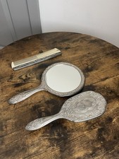 VERY PRETTY VICTORIAN-TYPE SILVER PLATED MIRROR BRUSH COMB SET