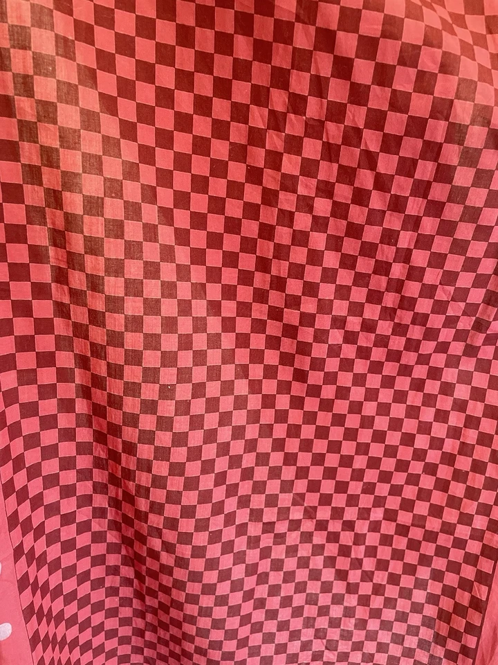 H5#Gianni Versace Bufanda de Algodón a Cuadros Rojo Borgoña Rayas Vintage Cuadrado Foto 4 de 4