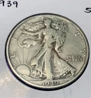USA 1939 Walking Liberty Half Dollar Coin - 90% Silver VF - XF Nice Coin!