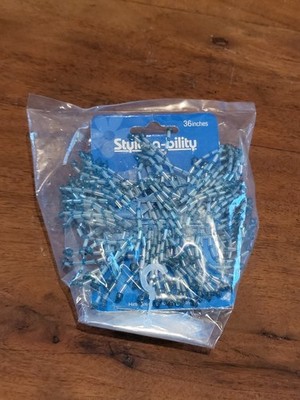Style-a-bility 36  Blue  Glass Beaded Fringe Embellishment Vintage New 1990s Y2K