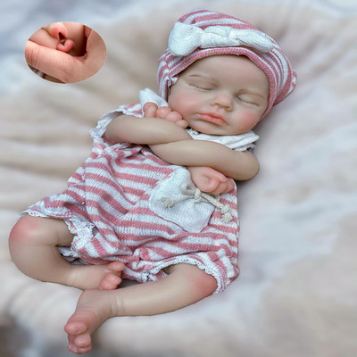 Abenduot 13Inch Can Open Mouth Full Body Silicone Baby Doll Realistic Soft