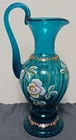 Fenton New Century XXl Art Glass Blue Floral Vase Pitcher