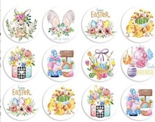 40 PCs Round 1 inch Happy Easter themed stickers party decorations env seals