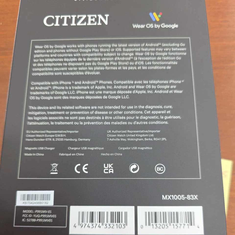 Citizen CZ Smart Touchscreen Black Stainless Steel Smart Watch 44MM MX1010-59X - Image 3 of 4