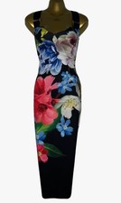 TED BAKER BLACK ALEXIE FORGET ME NOT MIDI DRESS SIZE 4 (14)