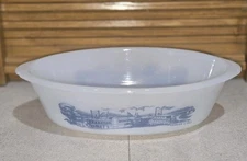 Vintage Glasbake Casserole Dish Currier & Ives Baking Dish J-235 1 QT No Lid