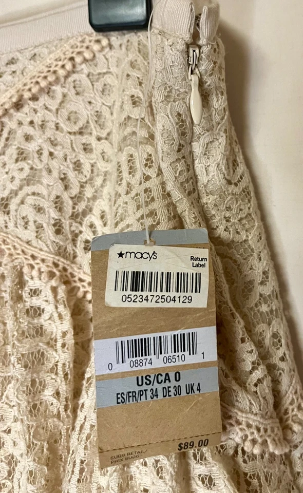 Minifalda de encaje RACHEL ROY para mujer talla 0 marfil línea A boho, nube Y2K nueva con etiquetas Foto 3 de 4