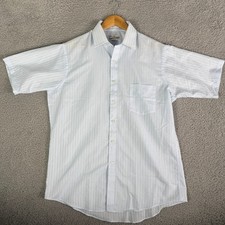 Vintage Sears Roebuck 80's Button Up Shirt Men's 16 Blue Stripe Short Sleeve