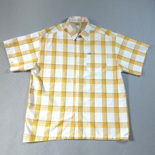VTG CalTop Plaid Button Up Shirt Mens 2X Yellow White Short Sleeve Made in USA