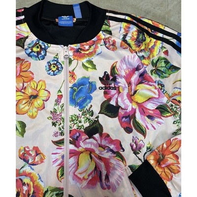 Adidas X Farm Rio Trefoil Floral Track Bomber Jacket Women's Size