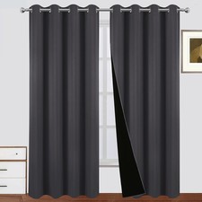 100 Blackout Curtains 52 x 84 Inch/Dark Grey Curtains Set of 2 Panels Therma...