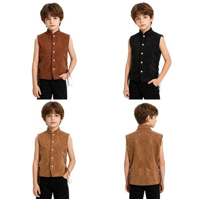 Jungen Spitze Kragen Weste Design Bluse Schließung Jacke Pirat Oberbekleidung