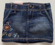 Baby Gap Girls Skirt Denim Blue Flowers Size 4 Years NWT