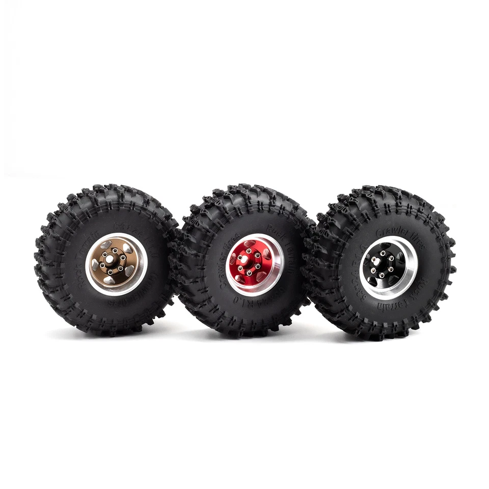 RC 4Pcs Aluminum 1.0" Beadlock Wheel Rims Tires for 1/18 TRX4M 1/24 Axial SCX24 - Image 2 of 4
