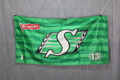 Saskatchewan Roughrider Flag - Green Pin Stripe by Pilsner - Double ...