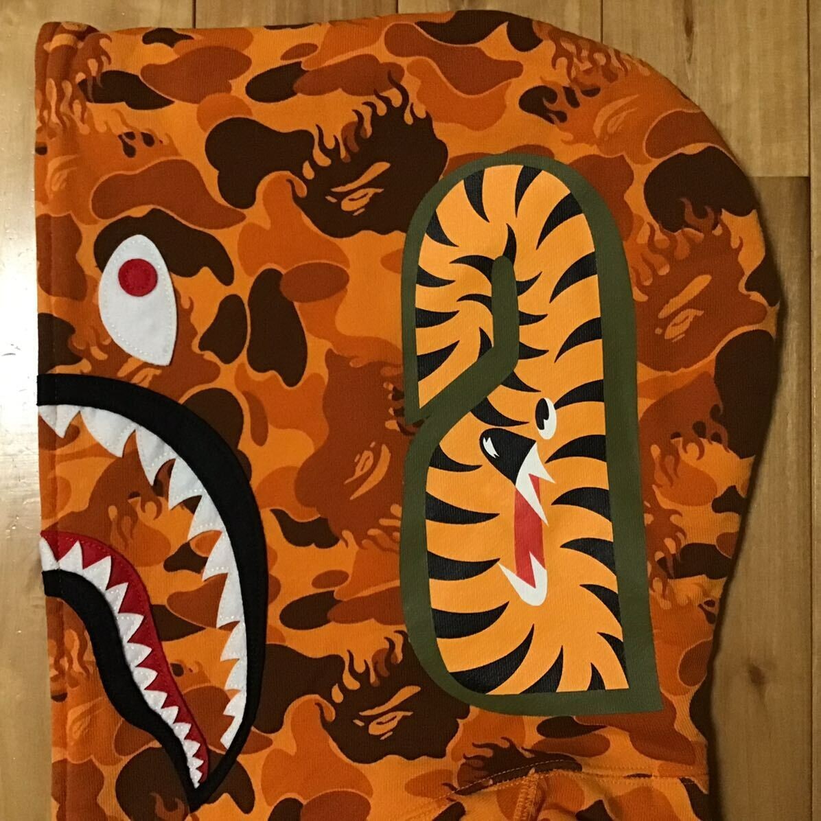 BAPE Fire camo shark full zip hoodie a bathing ape NIGO Orange