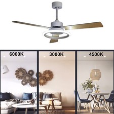 Ceiling Fan W/ Remote Control Quiet Motor DC Ceiling Fan LED Light Adjustable