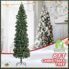 8 FT Pencil Christmas Tree Pine Cones Festival Slim Xmas Artificial Decoration