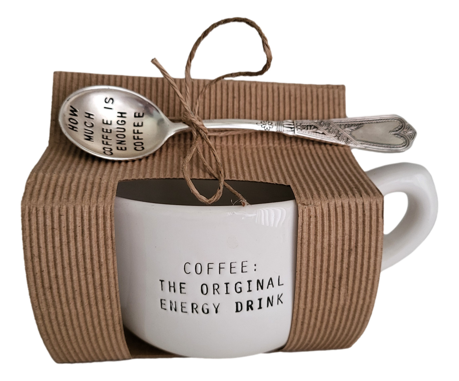 Jumbo Embossed Coffee Cup Java Mug w/Spoon Gift Set - The Or