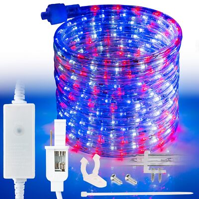 USA RWB 8-Mode LED Outdoor Waterproof Rope Light 10' 25' 50' 100' 150' 300'ft