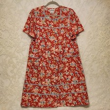 Vintage National Floral Print Cotton Robe House Coat Size Small 50s 60s