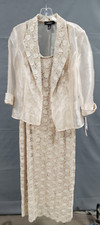 NEW R M Richards Champaign Lace Formal Maxi Dress with Jacket - Sz 12 - 139