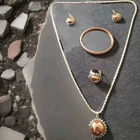 925-BARSE-Vintage-Turquoise, Hammered Rose Gold/Copper; Ring, Charm, Earring set