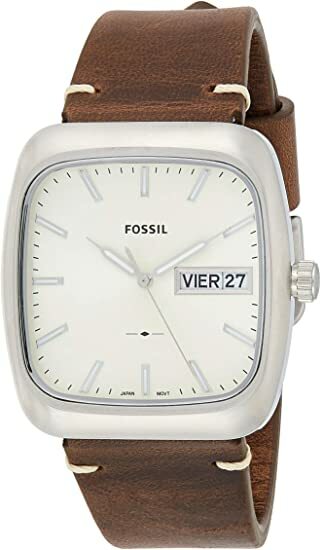 fossil men's grant stainless steel and leather chronograph quartz watch