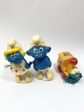 Vintage Smurf Peyo 1980 Wind Up Walk Toy Wallace Berrie Co. 3 Smurf Train