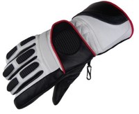 Winter Motorrad Handschuhe Winterhandschuhe Leder Ski Weiss Schwarz Gr S