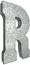 Huge 20" Metal Letter Hanging Wall D cor, Galvanized Metal with Rusted Edges