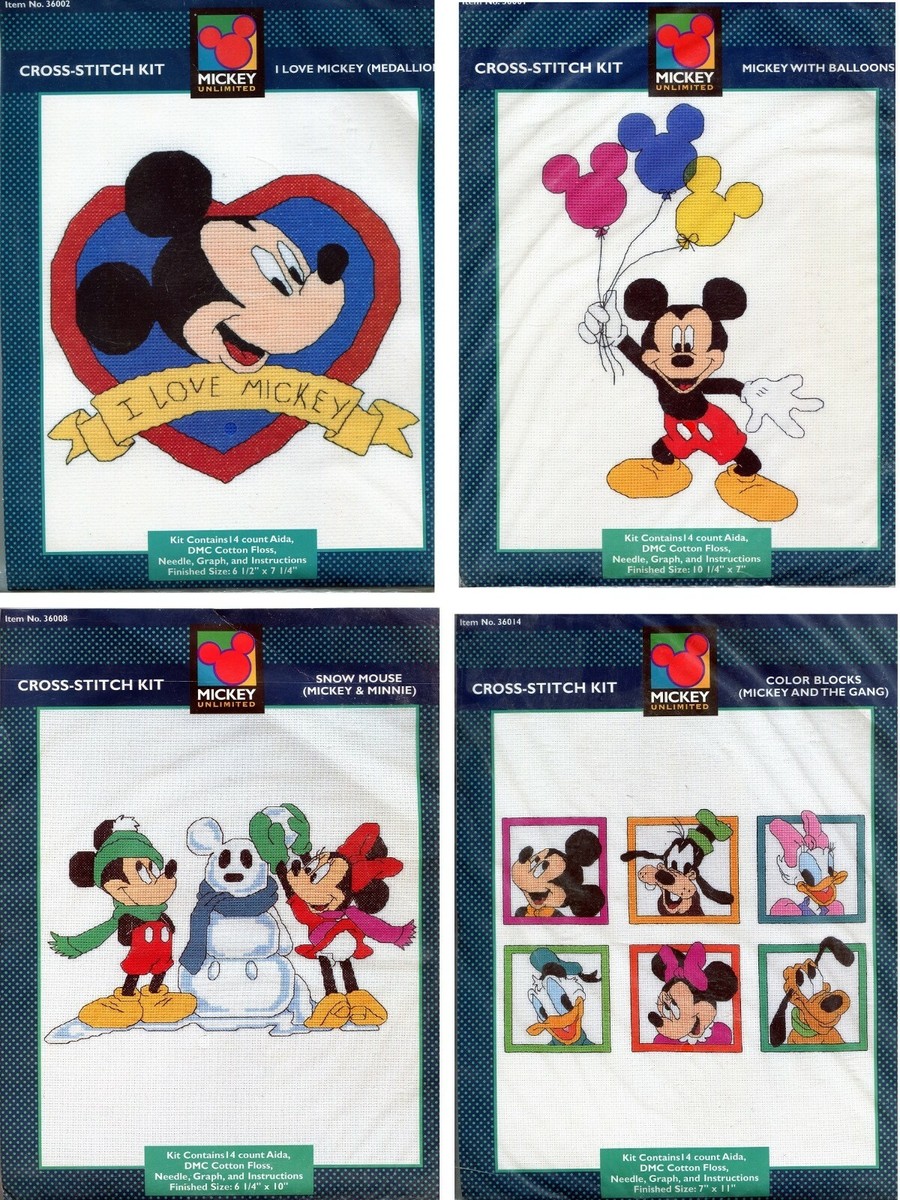 Disney ディズニー スケッチ複製 Mickey＆Pluto 2枚セット Disney cross stitch kits Mickey Mouse, Minnie, Pluto, Goofy
