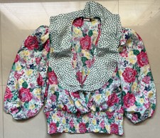 80s Susan Tudor Shirt Floral Polka Dots Size L Made in USA