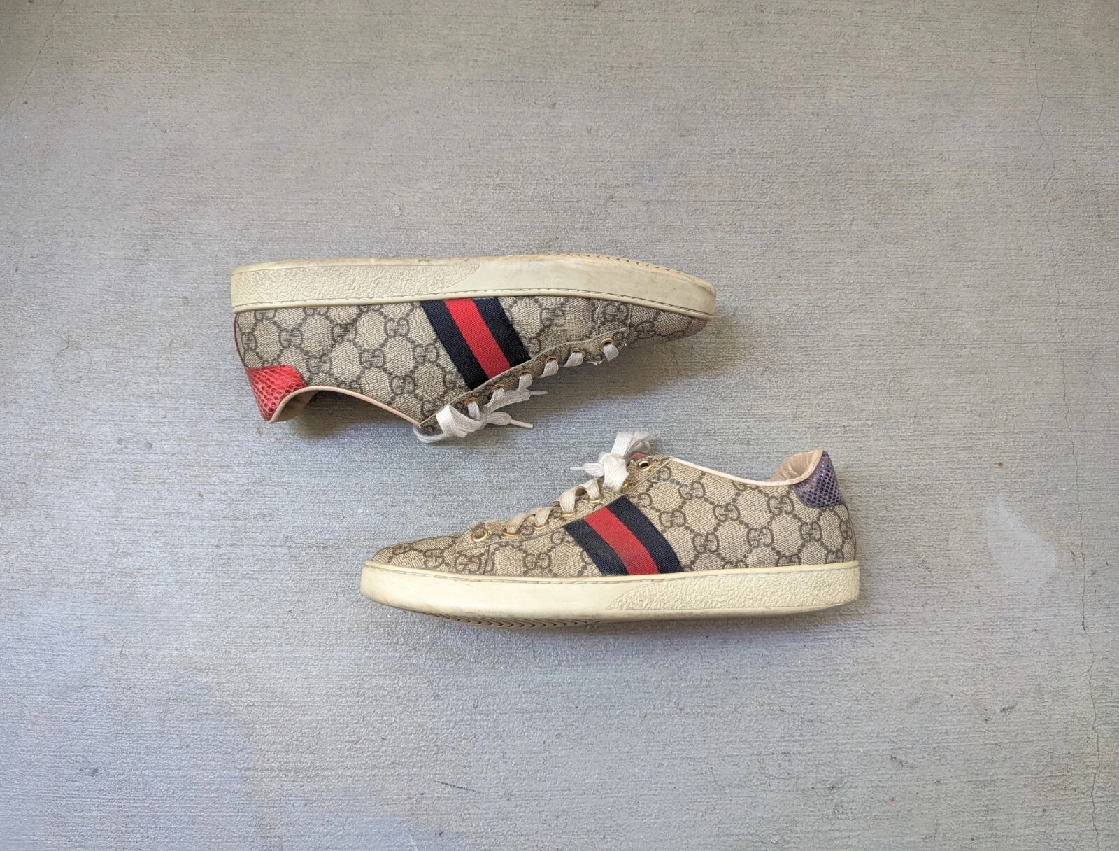 Baskets Gucci Ace hommes 7 monogrammes chaussures en cuir hauts bas toile à lacets 499410