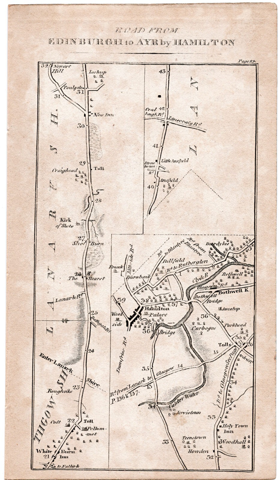 Taylor Skinner Scotland Map 29/30 Strathaven Caldermill Hamilton Darvel