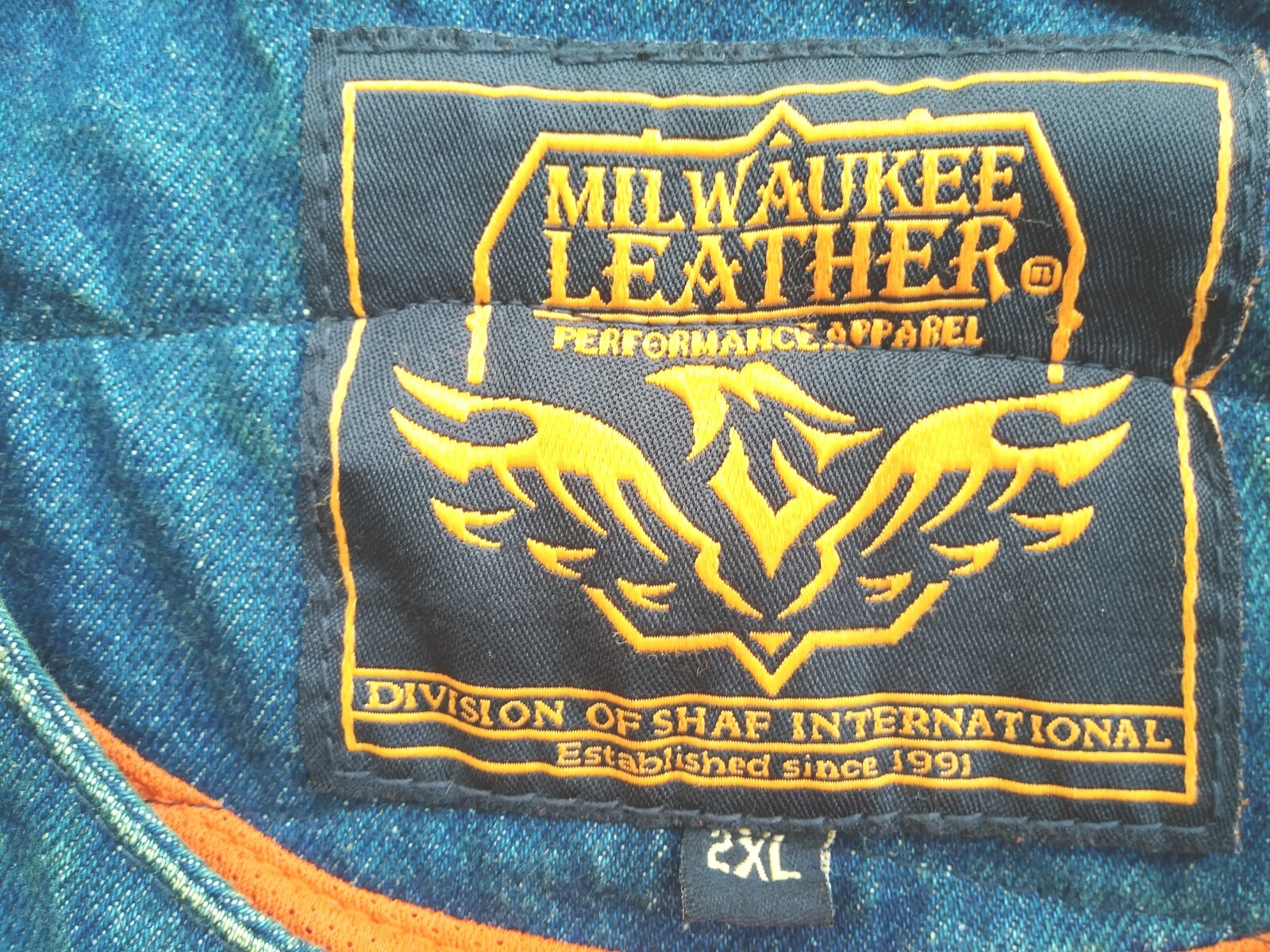 Milwaukee Leather Compa Denim Blue / Orange Motorcycle Vest Harley