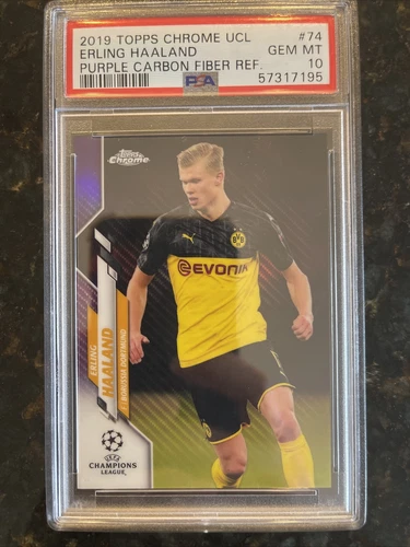 ERLING HAALAND 2019-20 TOPPS Chrome UEFA Rookie Purple Carbon RC PSA 10