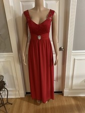 womens Junior red lace top Maxi Long dress Size (S) Sleeveless Sweetheart